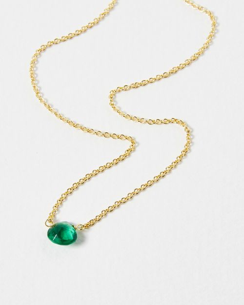 Auden Green Tourmaline Gold Plated Pendant Necklace