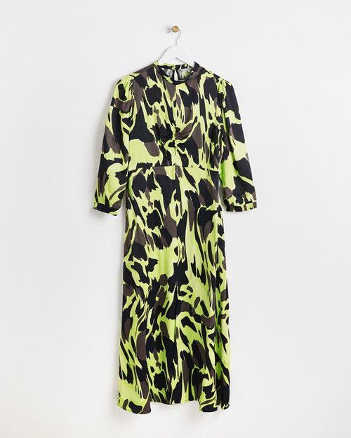 Abstract Print Green Midi...