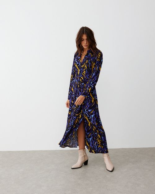 Watercolour Print Blue Midi...