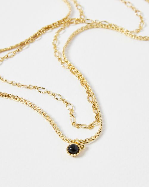 Calla Black Onyx Gold Plated...