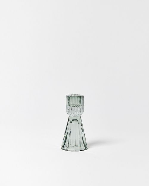 Ula Grey Glass Candleholder