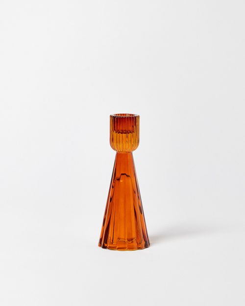 Ula Orange Glass Candleholder