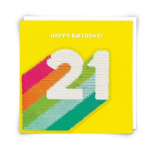 Sequin 21st Birthday Card