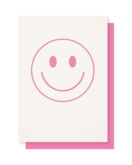 Smiley Face Pink Greeting Card