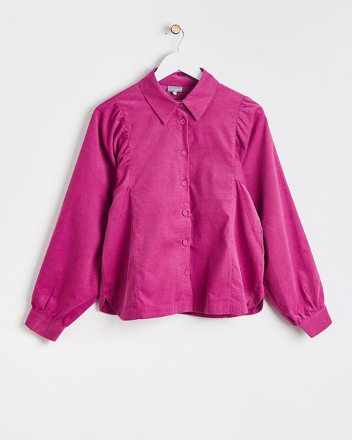 Pink Corduroy Pleated Sleeve...