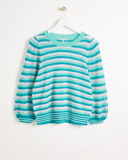 Green & Pink Striped Knitted...