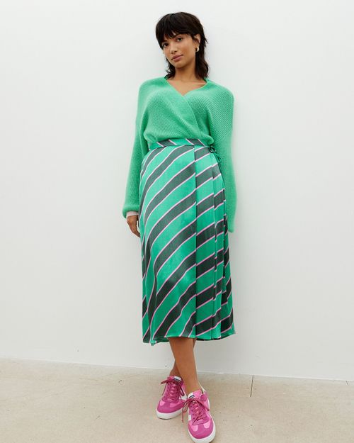 Diagonal Stripe Green Midi...