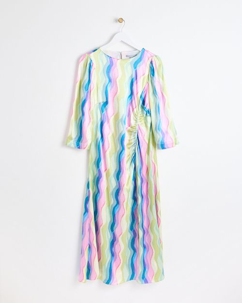 Rainbow Swirl Print Ruched...