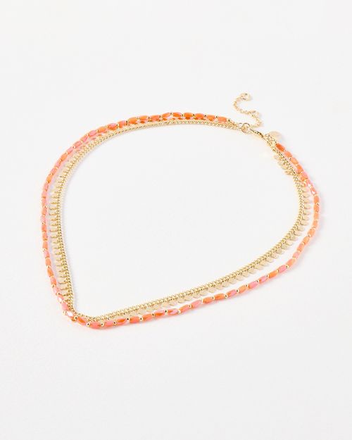 Cora Orange Bead Gold Chain...