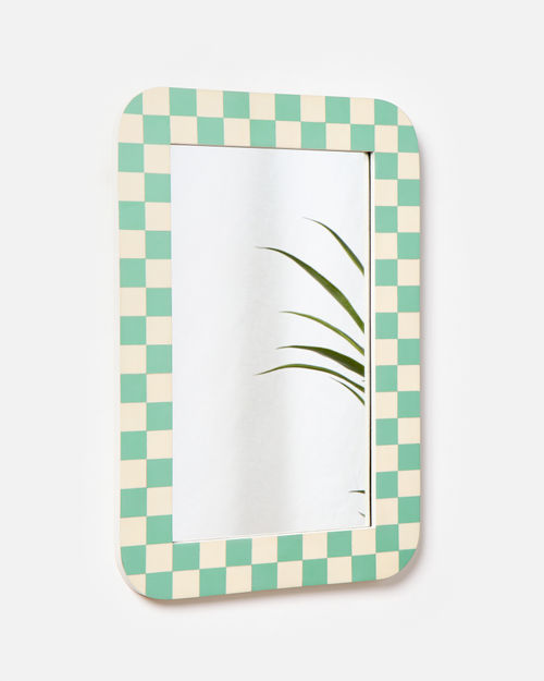 Chequerboard Green & White...