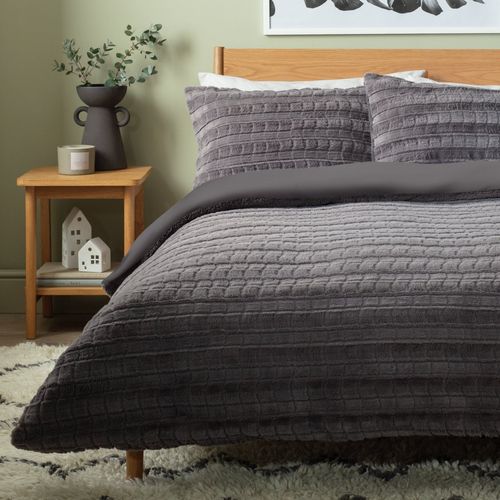 Argos Home Chequered Fur Grey...