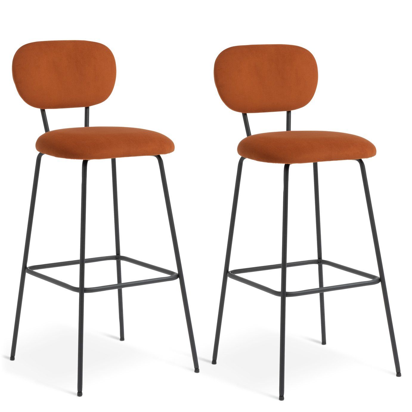 Habitat Ariana Pair of Velvet Bar Stools Copper 180.00