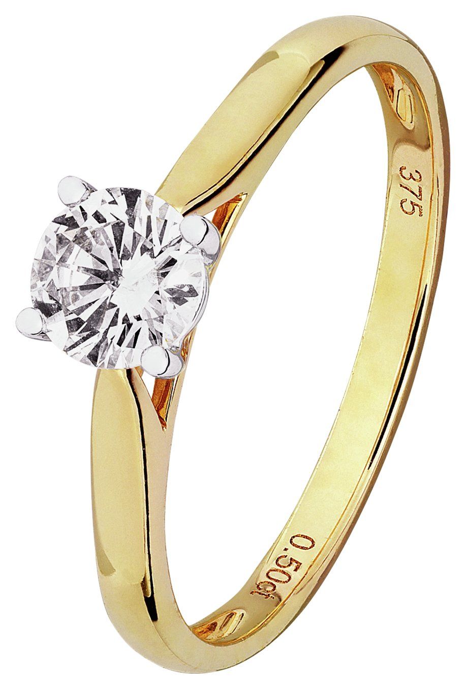 Revere 9ct Gold 0.50ct Diamond Soitaire Engagement Ring M
