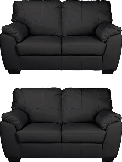 Argos Home Milano Pair of Leather 2 Seater Sofa - Black