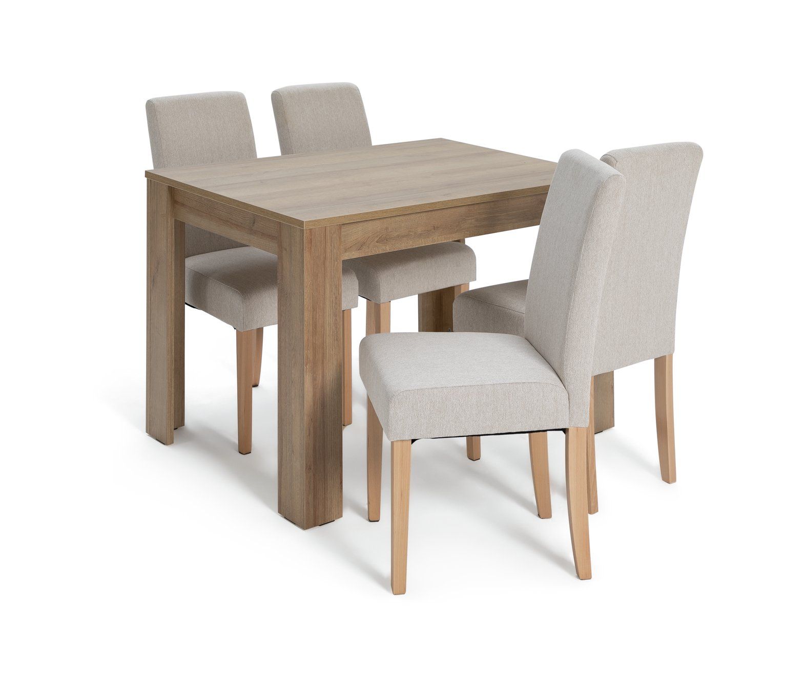 Argos Home Miami Wood Effect Dining Table 4 Cream Chairs