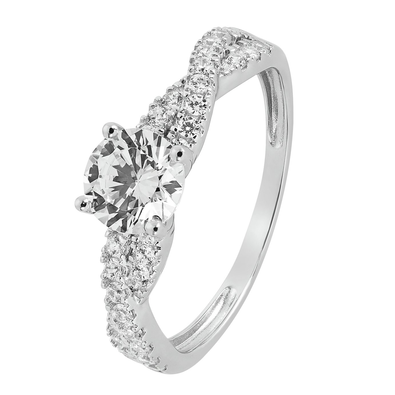 Revere 9ct White Gold Cubic Zirconia Engagement Ring S 149.99