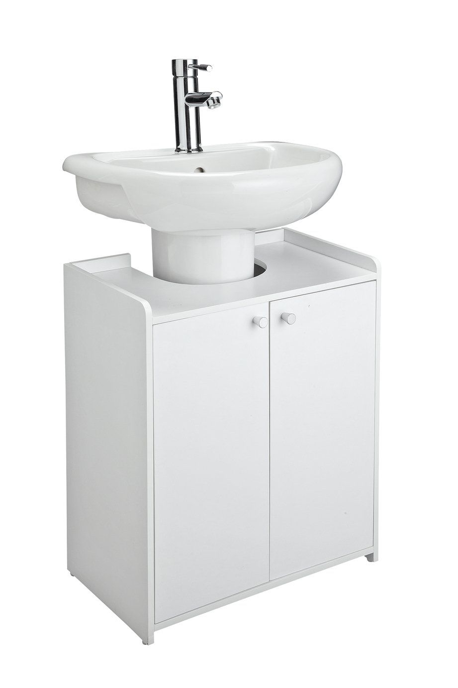 White under outlet sink storage