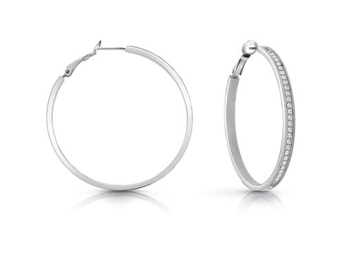 Guess Silver Plated Pave Hoop...