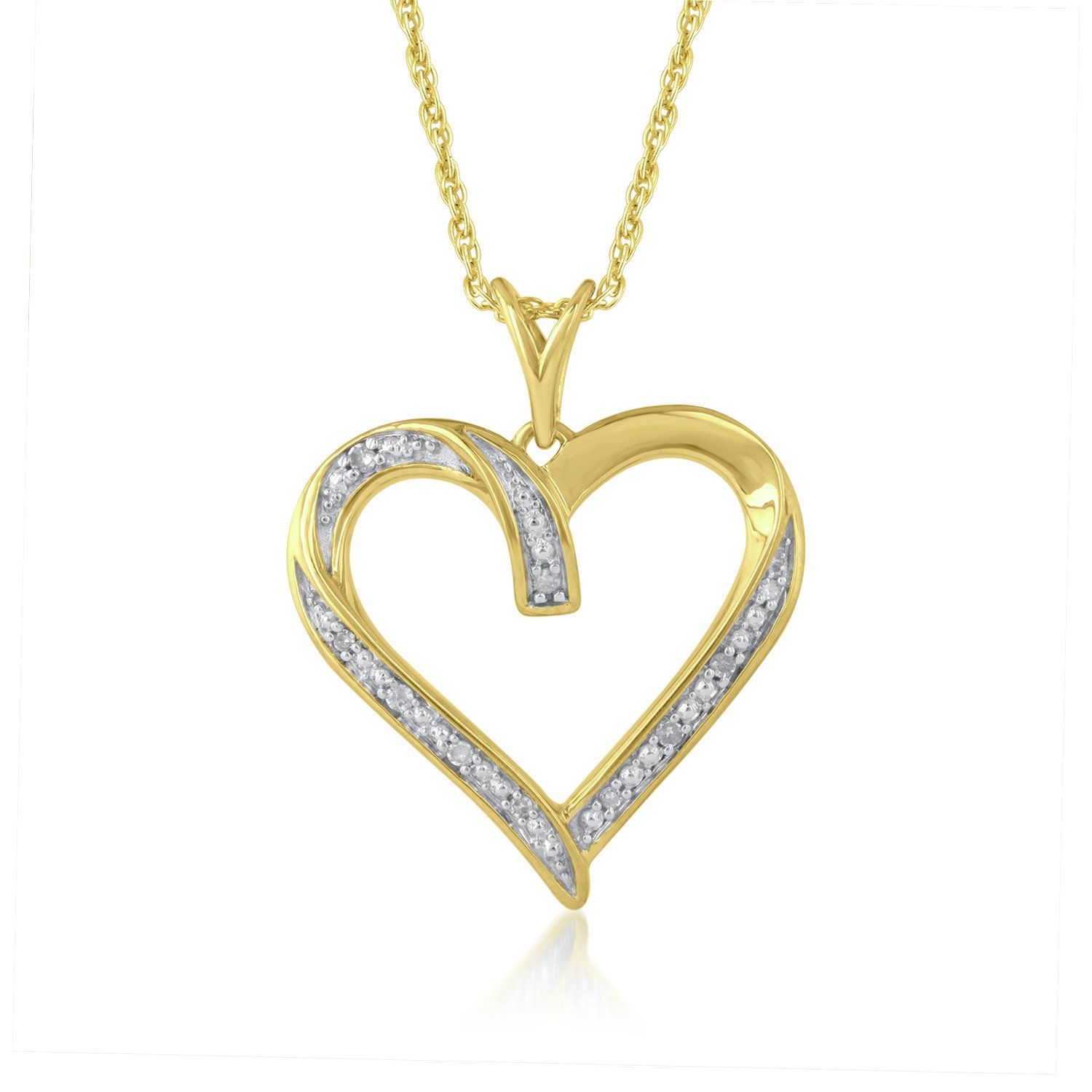 Revere 9ct Gold Plated Silver Glitter Flame Pendant Necklace