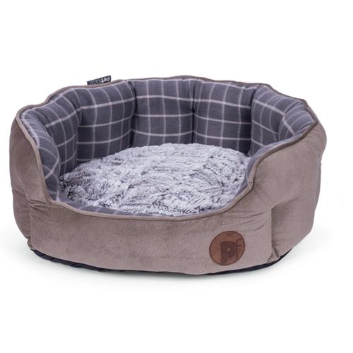 Petface Grey Check Dog Bed -...