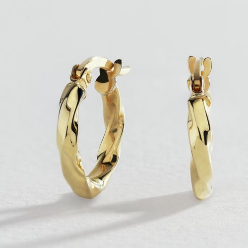 Revere 9ct Gold Plated Sterling Silver Twist Hoop Earrings