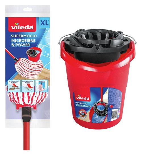 Vileda 10 Litre Microfibre Power Mop and Bucket Set