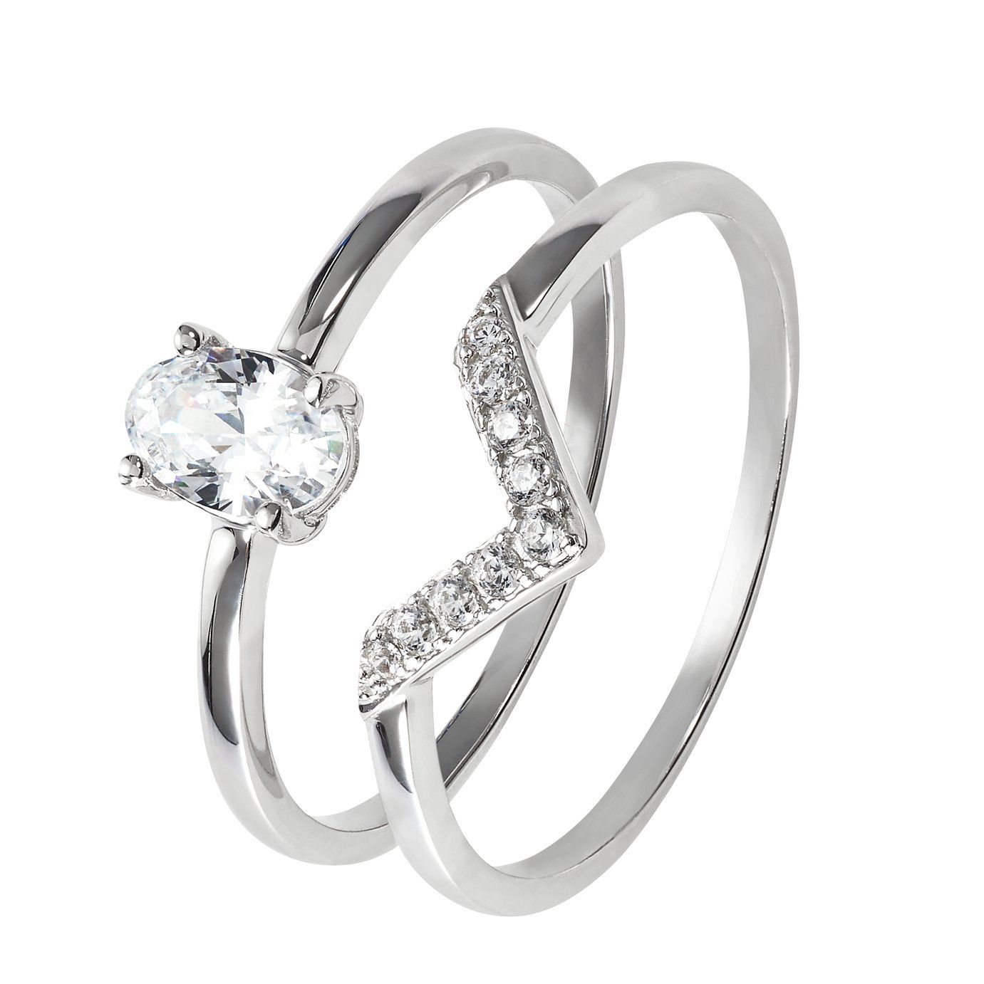 Revere 9ct white gold on sale cubic zirconia twist shoulder ring