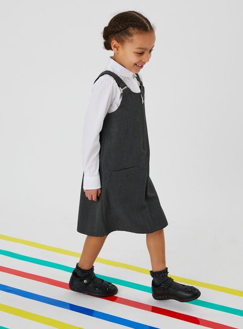 Grey Zip Front Pinafore Dress...