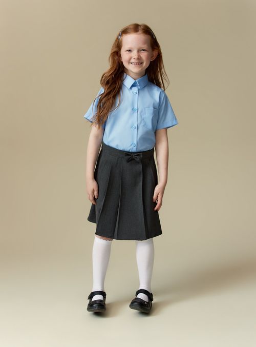 Grey Pleated Bow School Skirt...