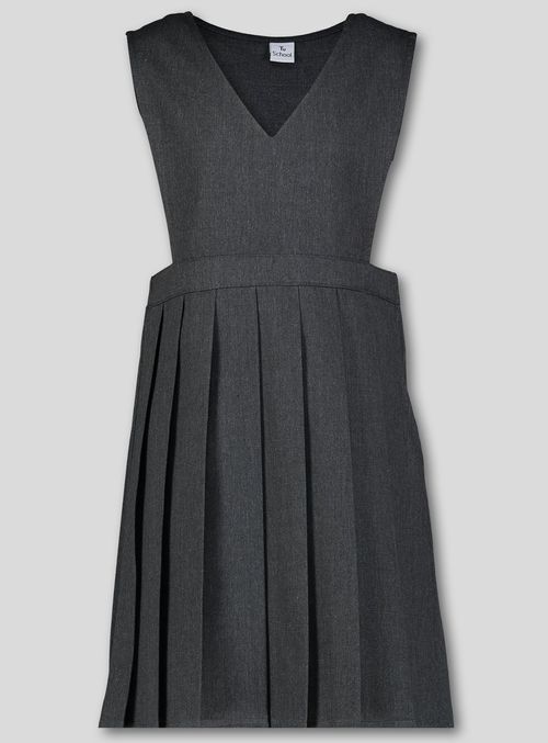 Grey V-Neck Pleated Pinafore...