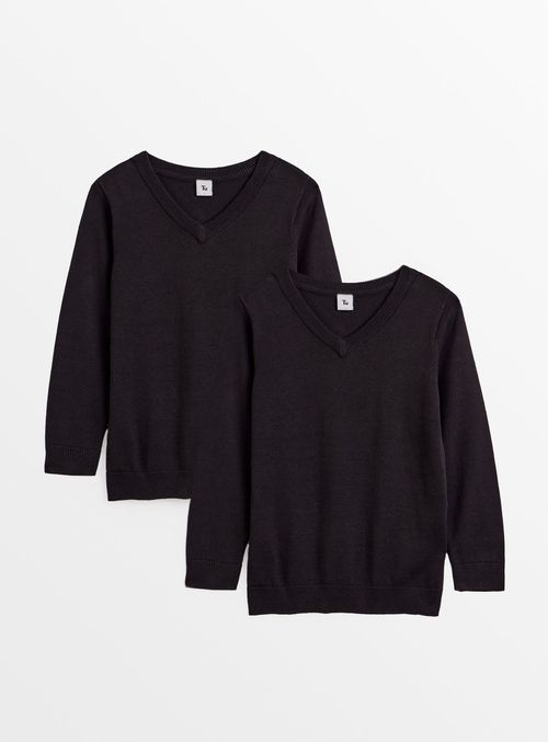 Black V-Neck Jumper 2 Pack 10...