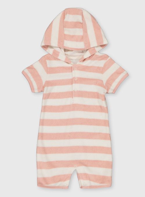 Pink Stripe Hooded Towelling...