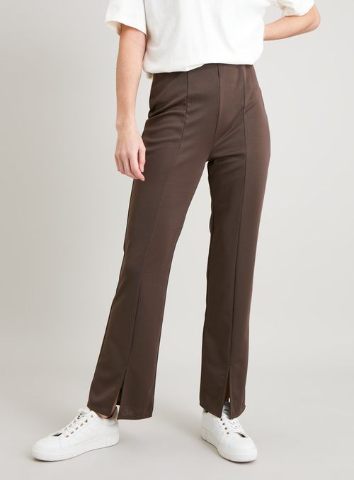 Brown Split Hem Leggings - 16