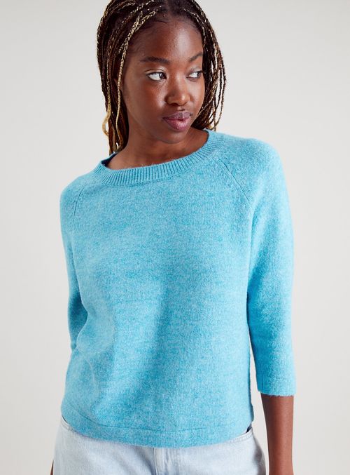 Blue Boxy Fit Knitted Jumper ...