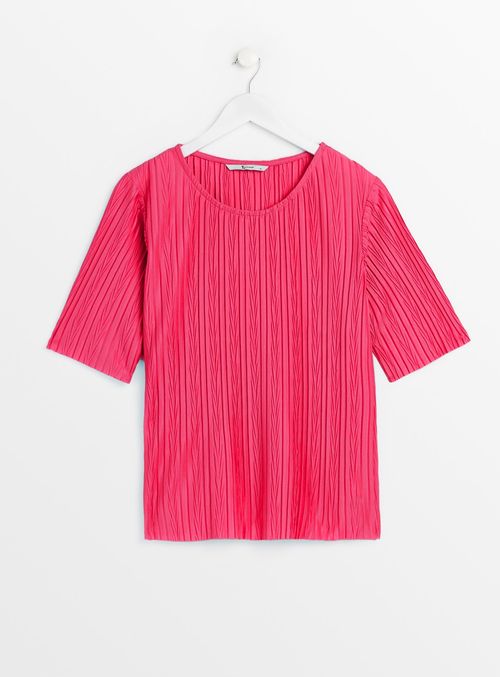 Pink Boxy Plisse T-Shirt 10