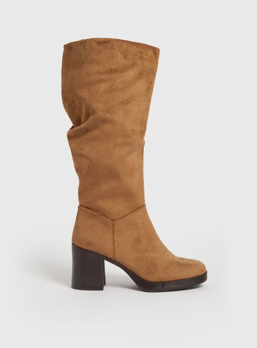 Tan Faux Suede Long Platform...