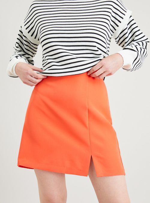 Orange Side Split Mini Skirt 8