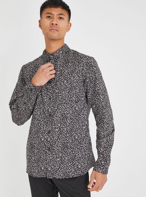 Black Ditsy Print Shirt XXXL