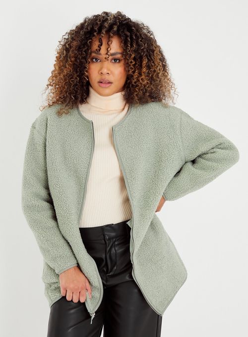 Green Boucle Longline Jacket...