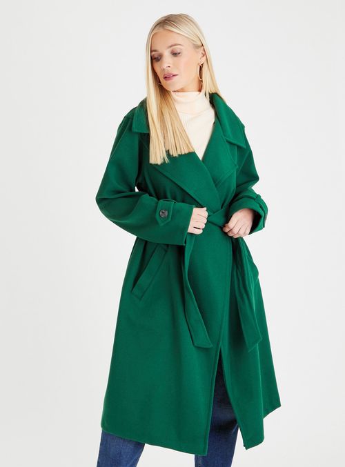 Green Belted Longline Coat 18