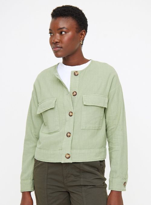 Pale Khaki Collarless Jacket...