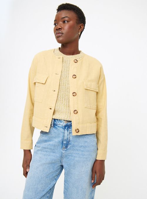 Yellow Linen Blend Jacket 8