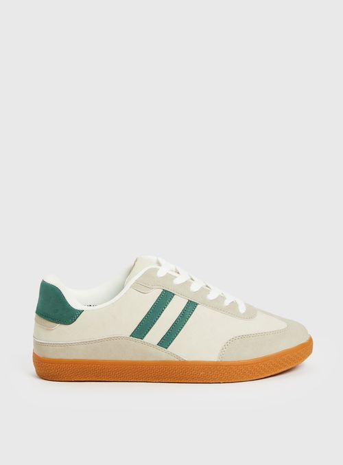 Neutral Green Stripe Lace Up...