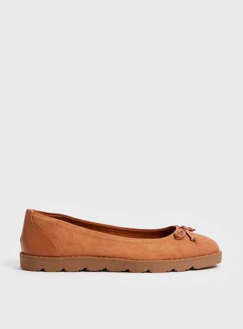 Tan Faux Suede Ballerina...