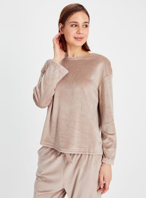 Latte Velour Coord Pyjama Top...