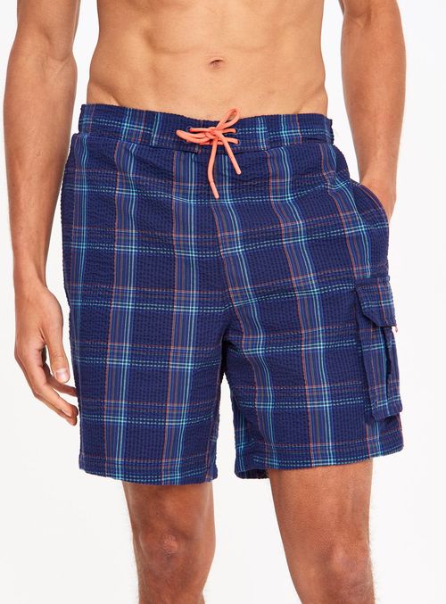 Navy Check Seersucker Swim...