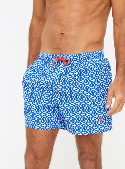 Blue Geometric Print Swim...