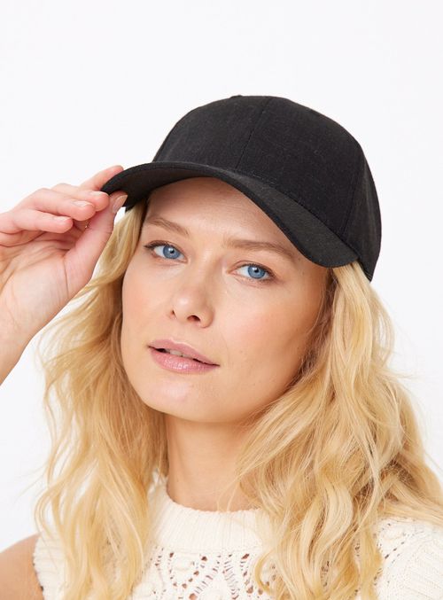 Black Baseball Cap With Linen...