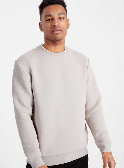 Grey Quilted Crew Neck...