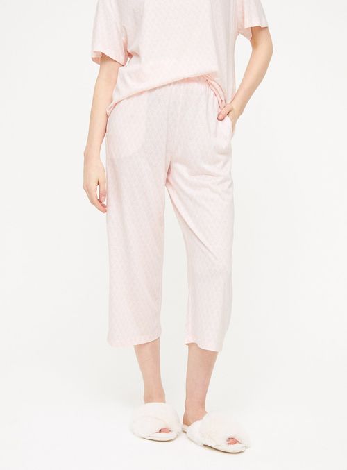 Pink Printed Cropped Pyjama...